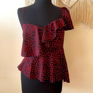 Nasty Gal heart one shoulder top Size 6